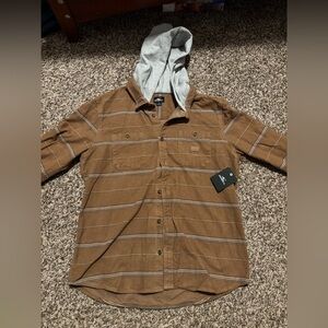 Brand New O'Neill Men's Landmarked Stripe Hooded Flannel Shirt Size XL MSRP $75